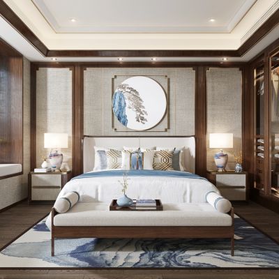 新中式卧室 衣柜 飘窗