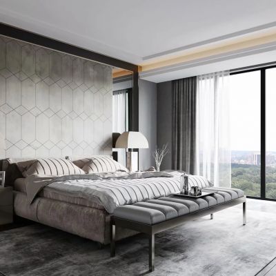 现代轻奢高级灰卧室 床具组合