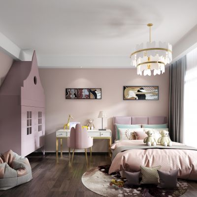 现代儿童房 儿童床 儿童玩具 桌子 椅子