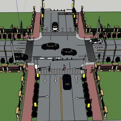 现代十字路口效果图