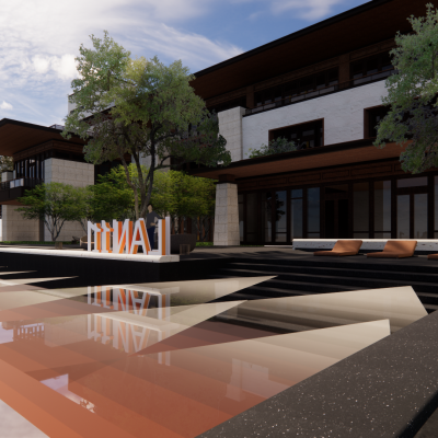 新中式屋顶花园深化模型