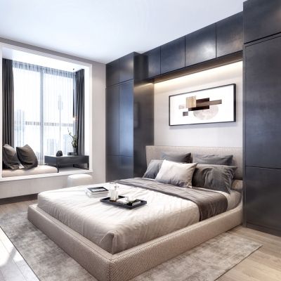 现代黑白灰主卧室