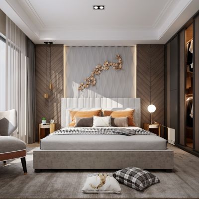 现代卧室 现代衣柜床