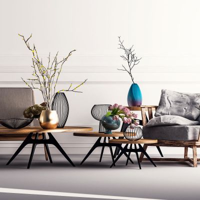 北欧风格椅子茶几组合