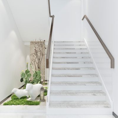 现代楼梯，楼梯间景观，楼梯玻璃扶手，景观小品