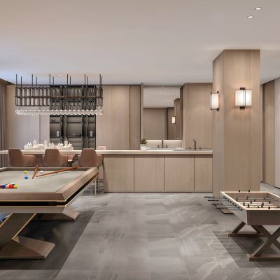 现代别墅地下室台球室