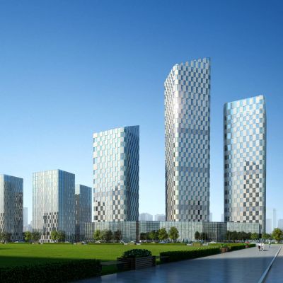 现代高层商业办公区 办公园区 高层办公楼写字楼
