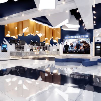 现代黑白灰电影院 大厅 走廊