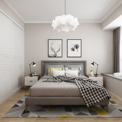 北欧卧室 双人床 床具
