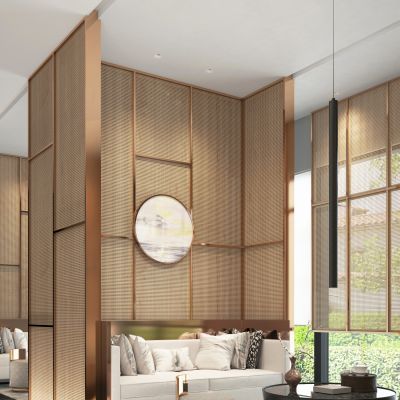 新中式售楼处接待区 酒店大堂 休息区 隔断屏风 背景墙