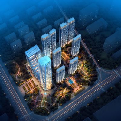 现代鸟瞰 高层现代住宅 高档小区公建