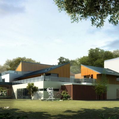 新中式休闲会所 独栋别墅 建筑外观