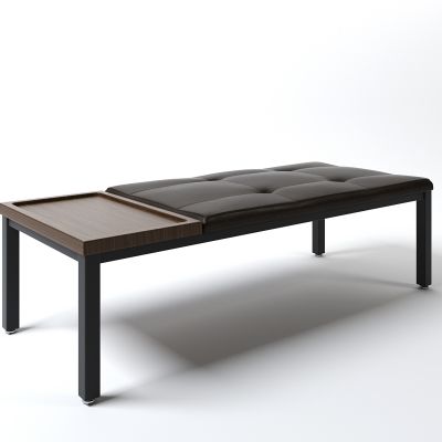 现代户外长条凳 皮革托盘