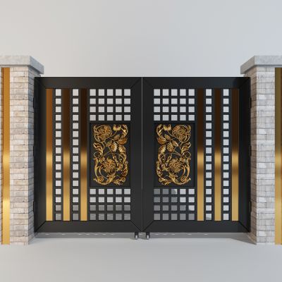  雕花浮雕大门，