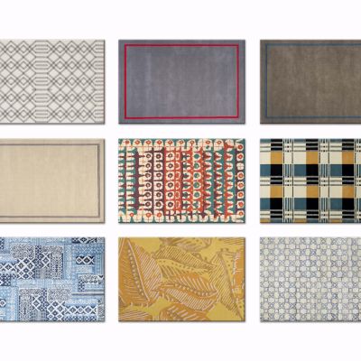 现代几何撞色花纹装饰地毯