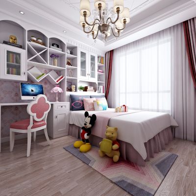 简欧女孩房 书柜组合