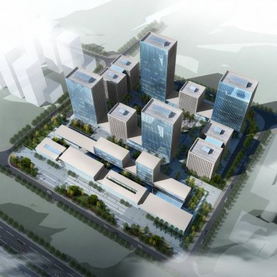 现代商业办公楼园区  建筑外观