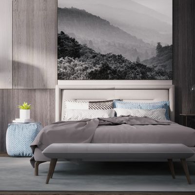 现代卧室 床 背景墙