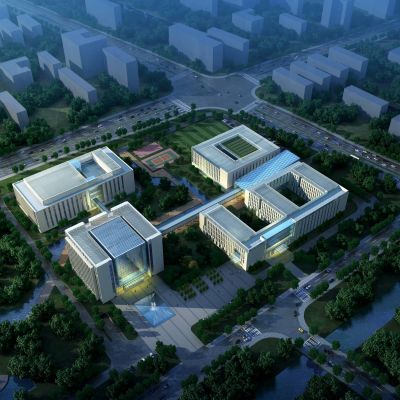 现代多层办公楼办公园区 建筑外观