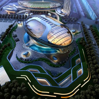 现代体育馆 科技馆 异形建筑外观