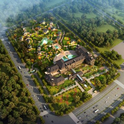 法式度假民宿酒店山庄 别墅区群  建筑外观