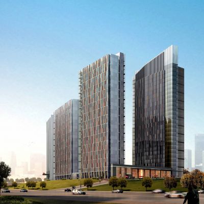 现代高层办公楼综合体办公区 建筑外观