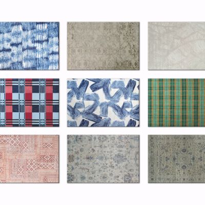 现代几何撞色装饰地毯