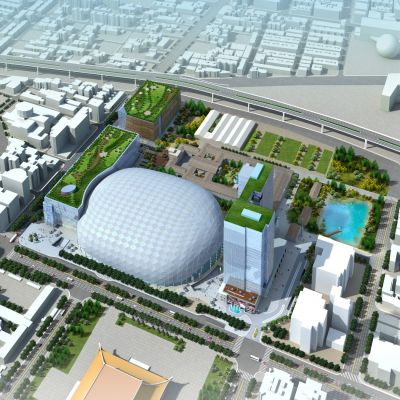 现代体育园区 高层酒店办公楼 建筑外观