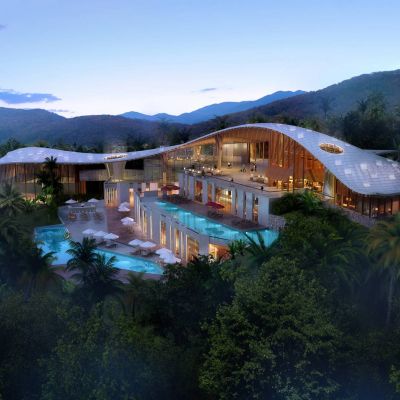 现代多层酒店 山地度假酒店 建筑外观