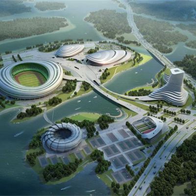 现代体育馆 体育中心 建筑外观