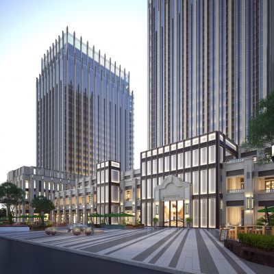 现代新亚洲酒店办公楼 商业建筑外观