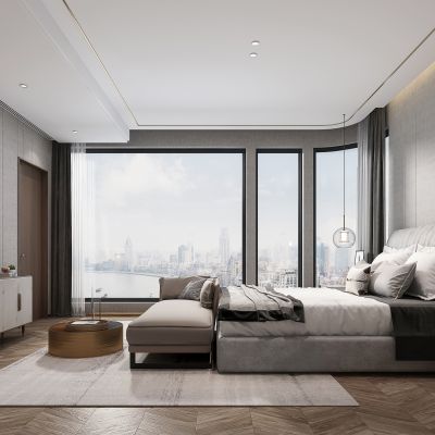 现代高级灰卧室