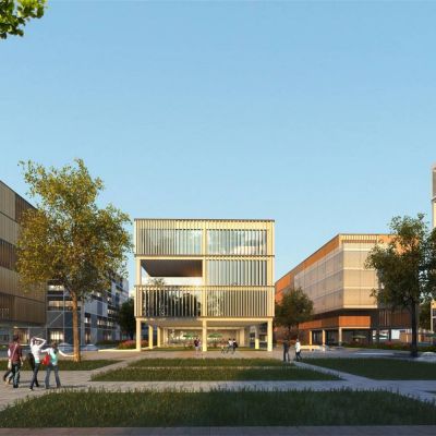 现代工业园区 产业园 多层办公楼建筑外观