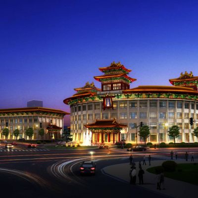 中式高层酒店 度假酒店 建筑外观
