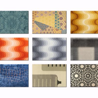 现代几何撞色渐变地毯