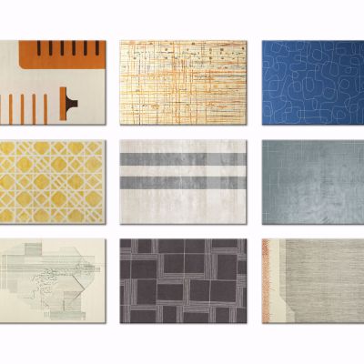 现代几何撞色装饰地毯