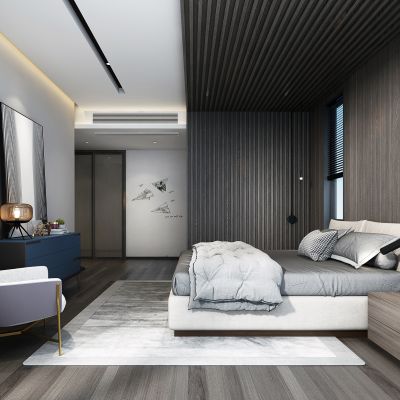 现代高级灰卧室