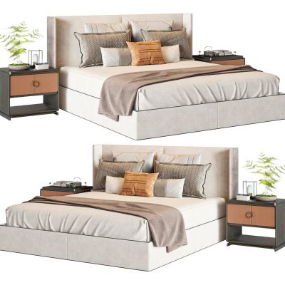 新中式布艺双人床