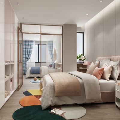 现代女孩房 床头柜