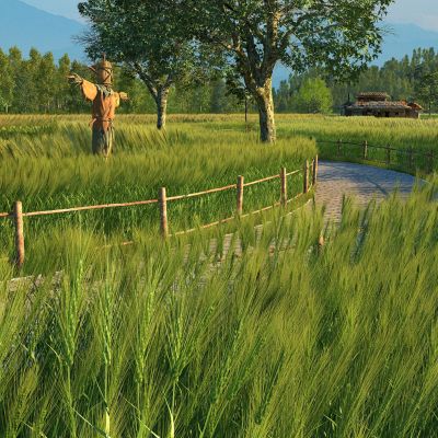 现代自然风乡村麦田景观