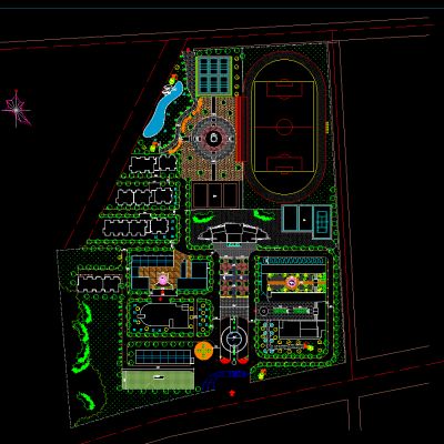 职业学校大学中学学院规划园林景观总平面图工程设计CAD