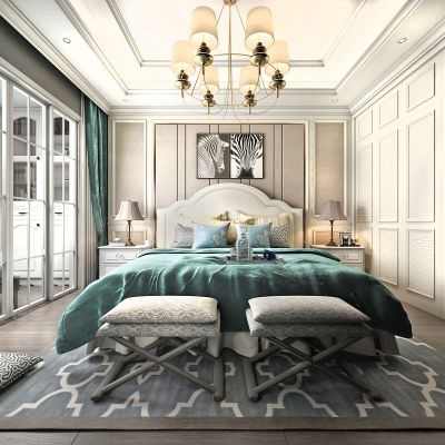 简欧卧室主人房 床