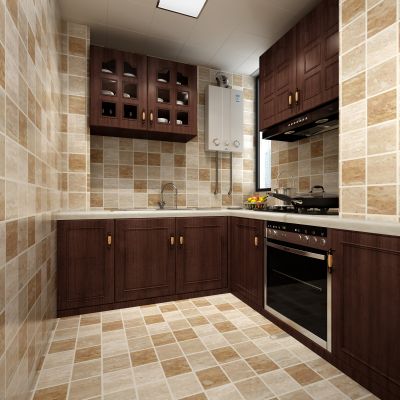 美式厨房 橱柜 油烟器 不锈钢锅 热水器 水果