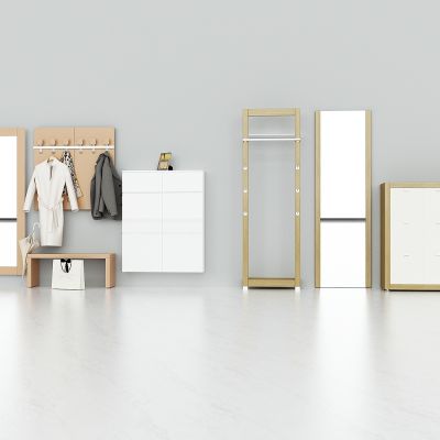 现代入户进门玄关鞋柜，装饰柜，装饰镜，挂衣架