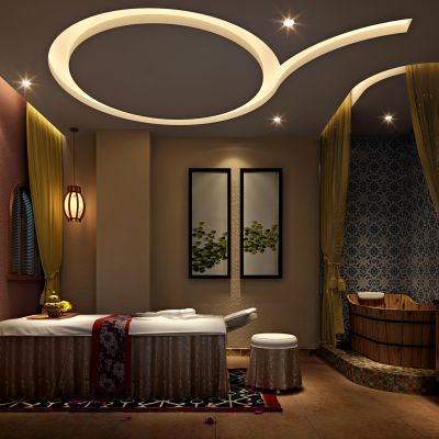 新中式美容院 美容院床 镜子 椅子