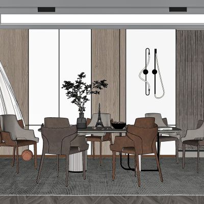 现代轻奢餐厅SU模型