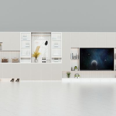 现代进门餐厅客厅一体式鞋柜，酒柜，电视柜，电视墙