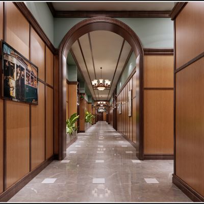 美式酒店足浴店过道