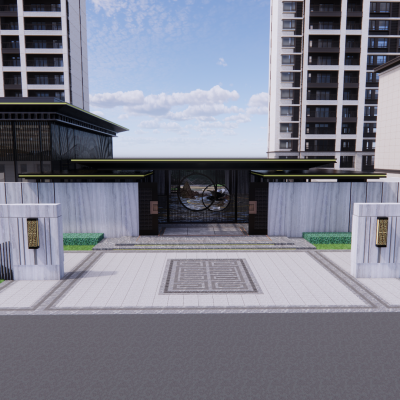 新中式景观示范区深化模型