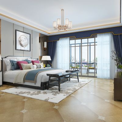 新中式卧室 书房 卫生间